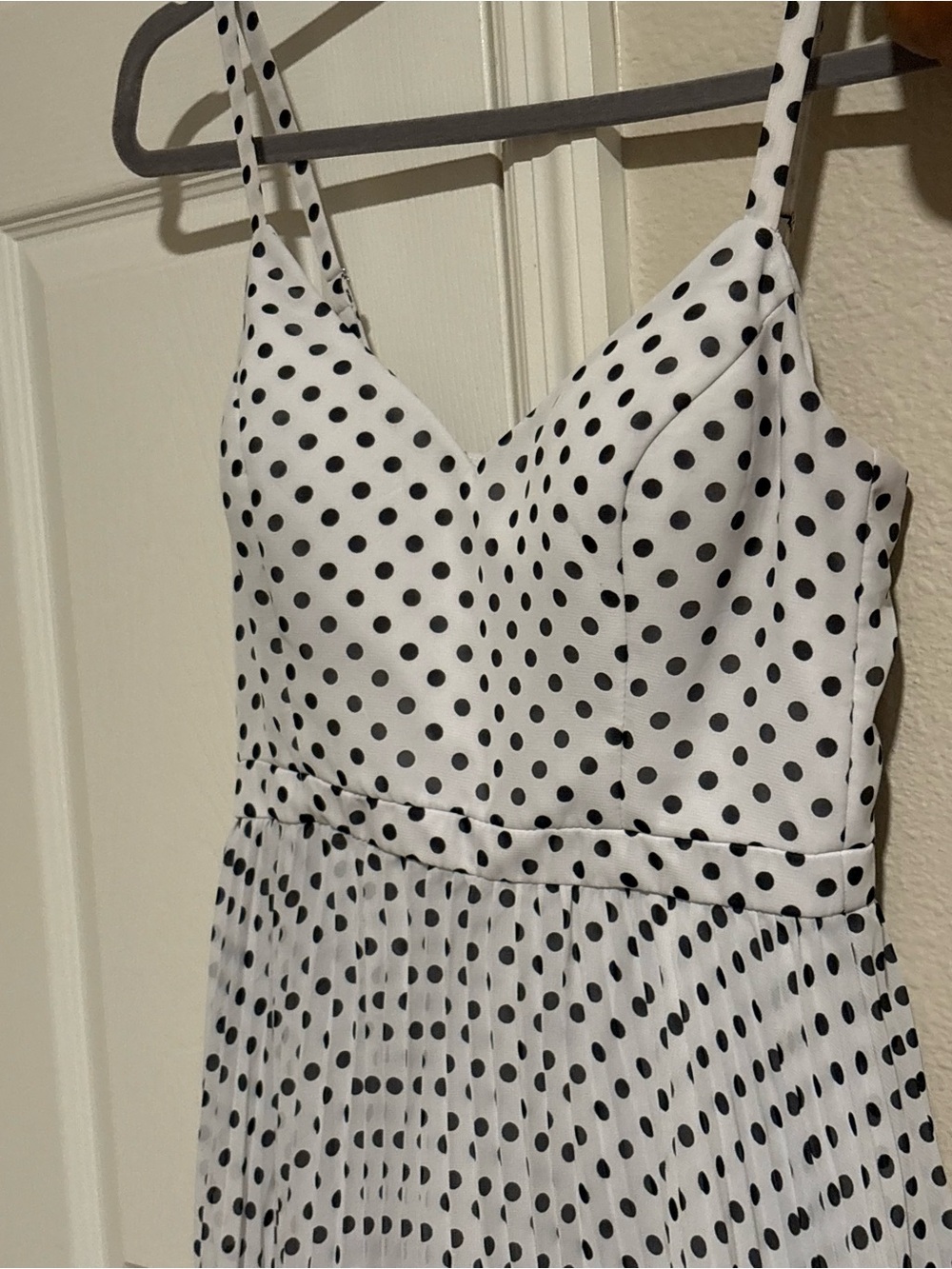 White Polka Dot Fit-and-Flare Dress